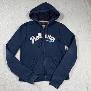 Vintage Y2K Hollister Women’s Full Zip Up Hoodie Sweatshirt